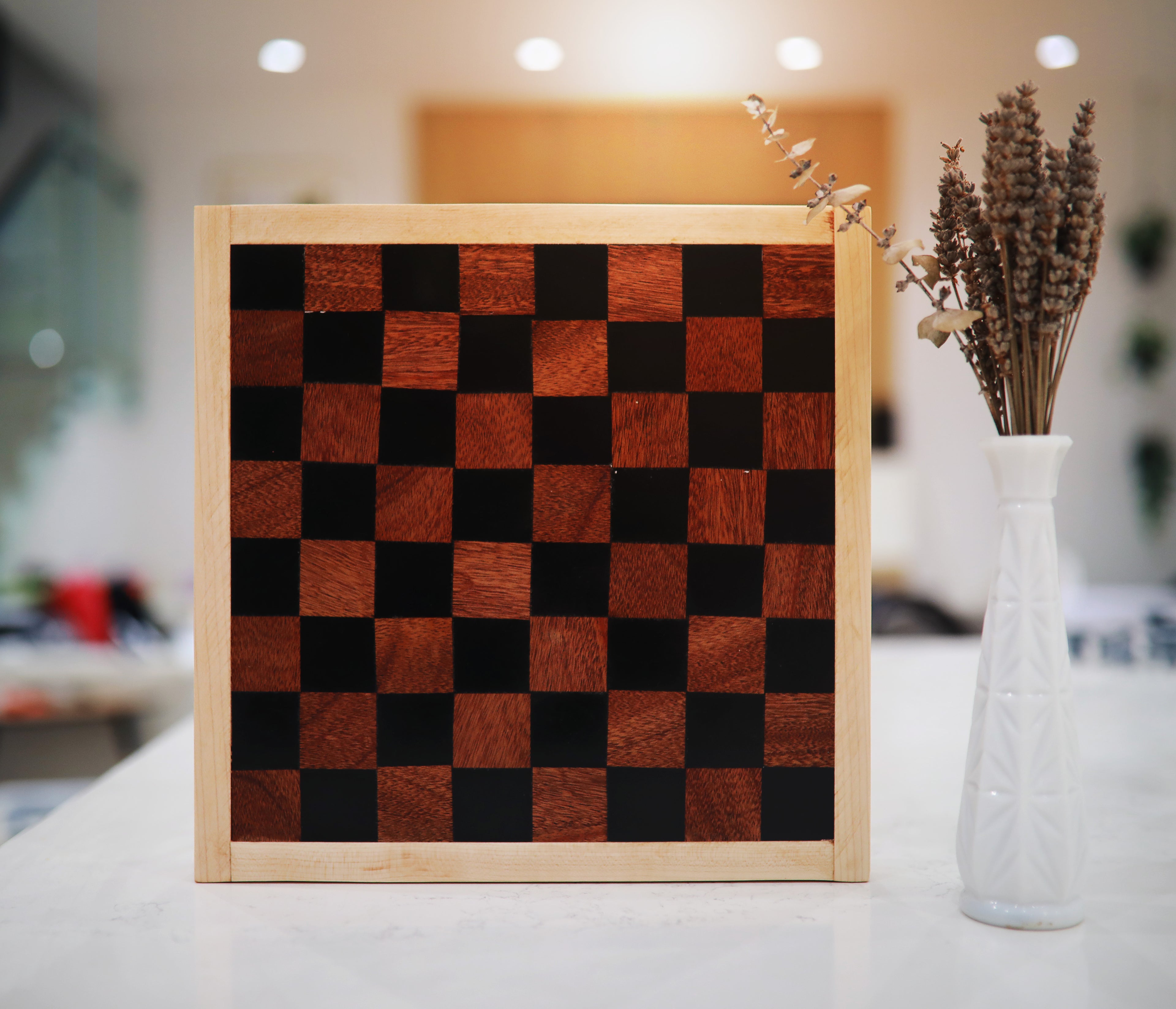 Chess Board, Walnut & Black Epoxy