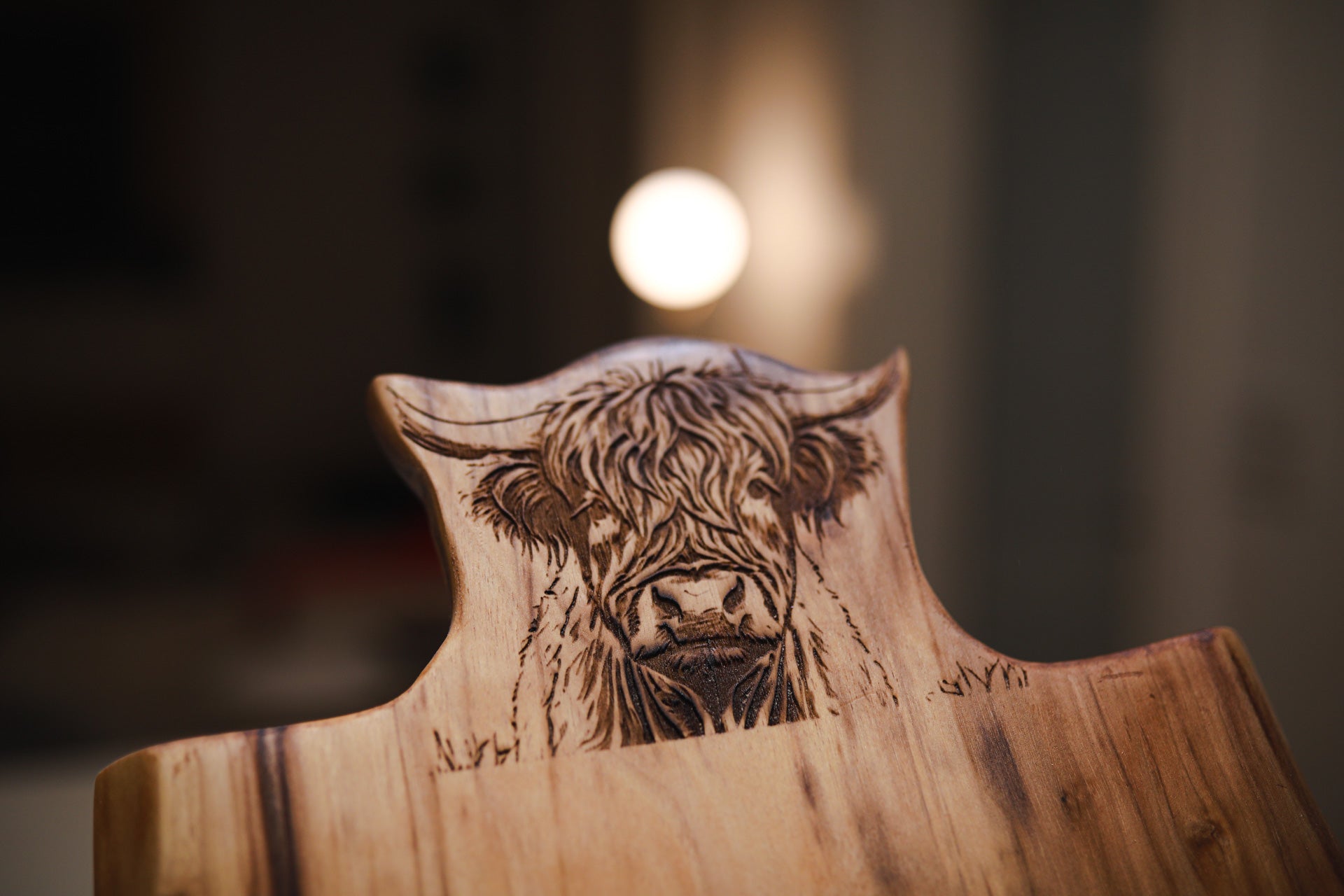 Highland Cow Walnut Charcuterie Board