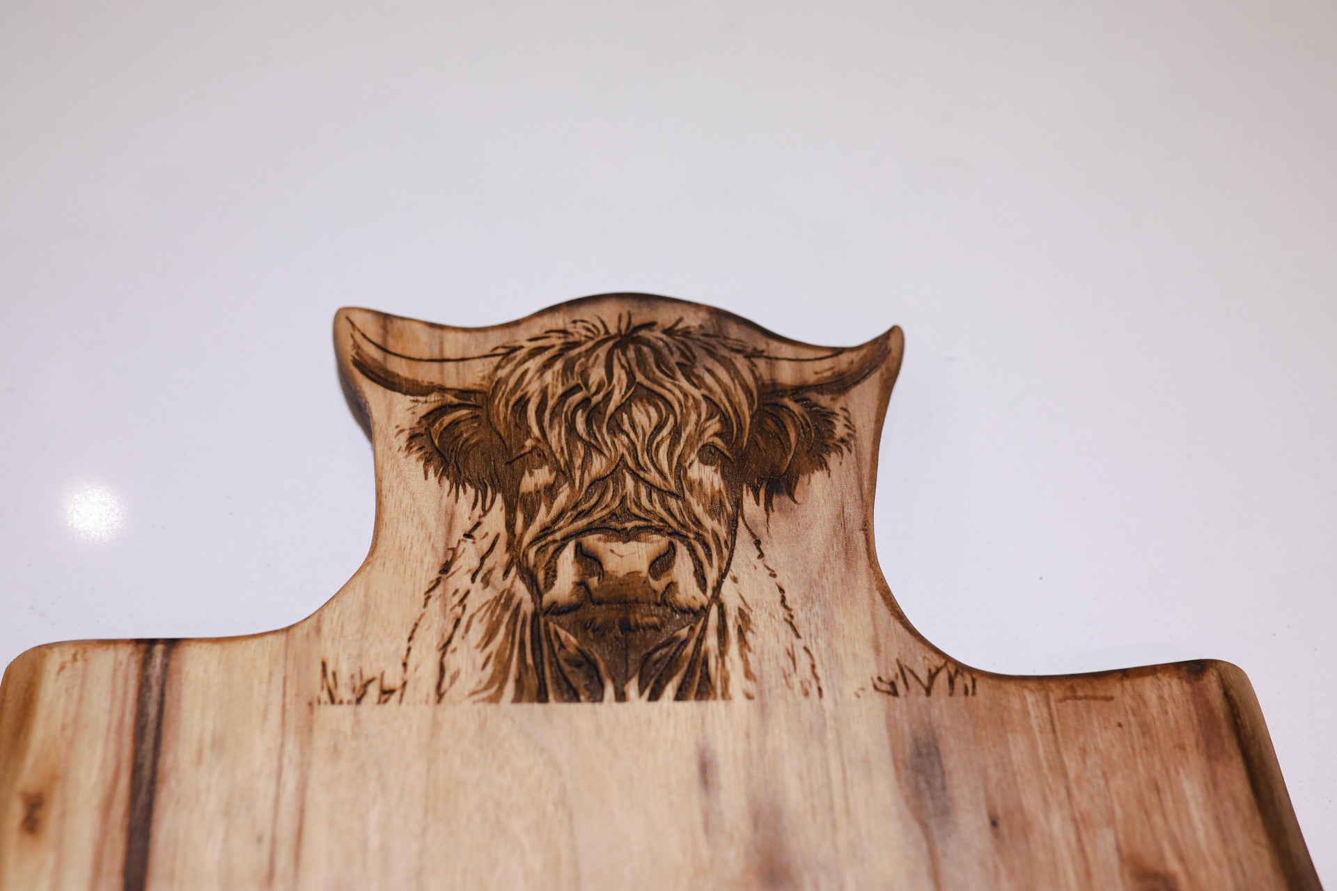 Highland Cow Walnut Charcuterie Board