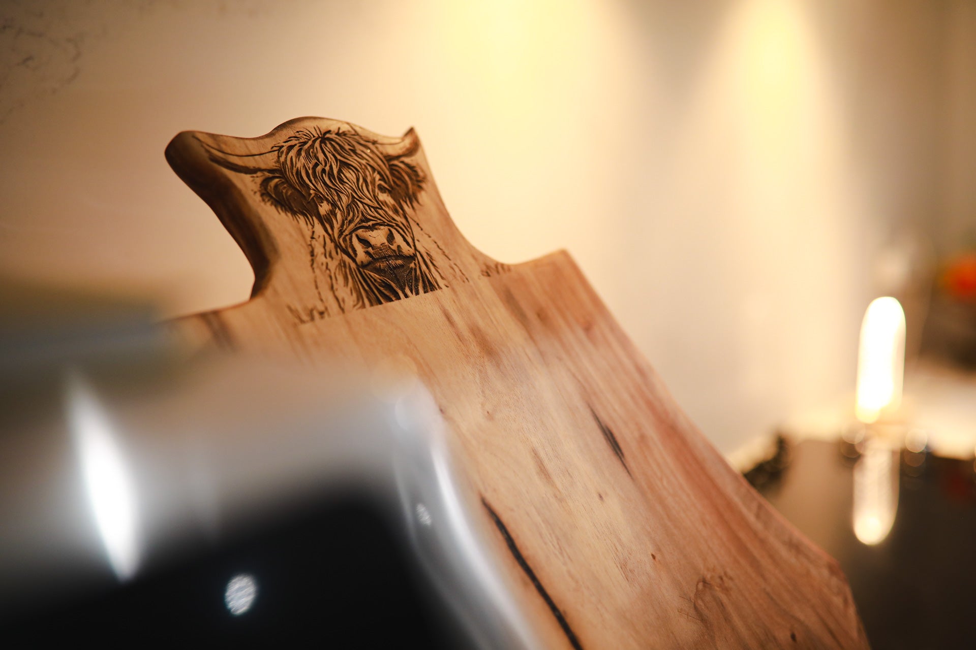 Highland Cow Walnut Charcuterie Board