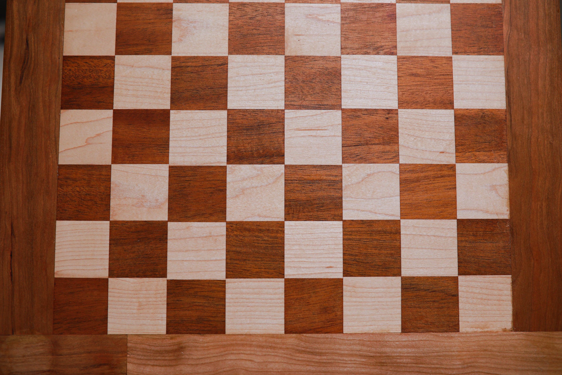 Mahogany & Maple Chess Board with Cherry Frame
