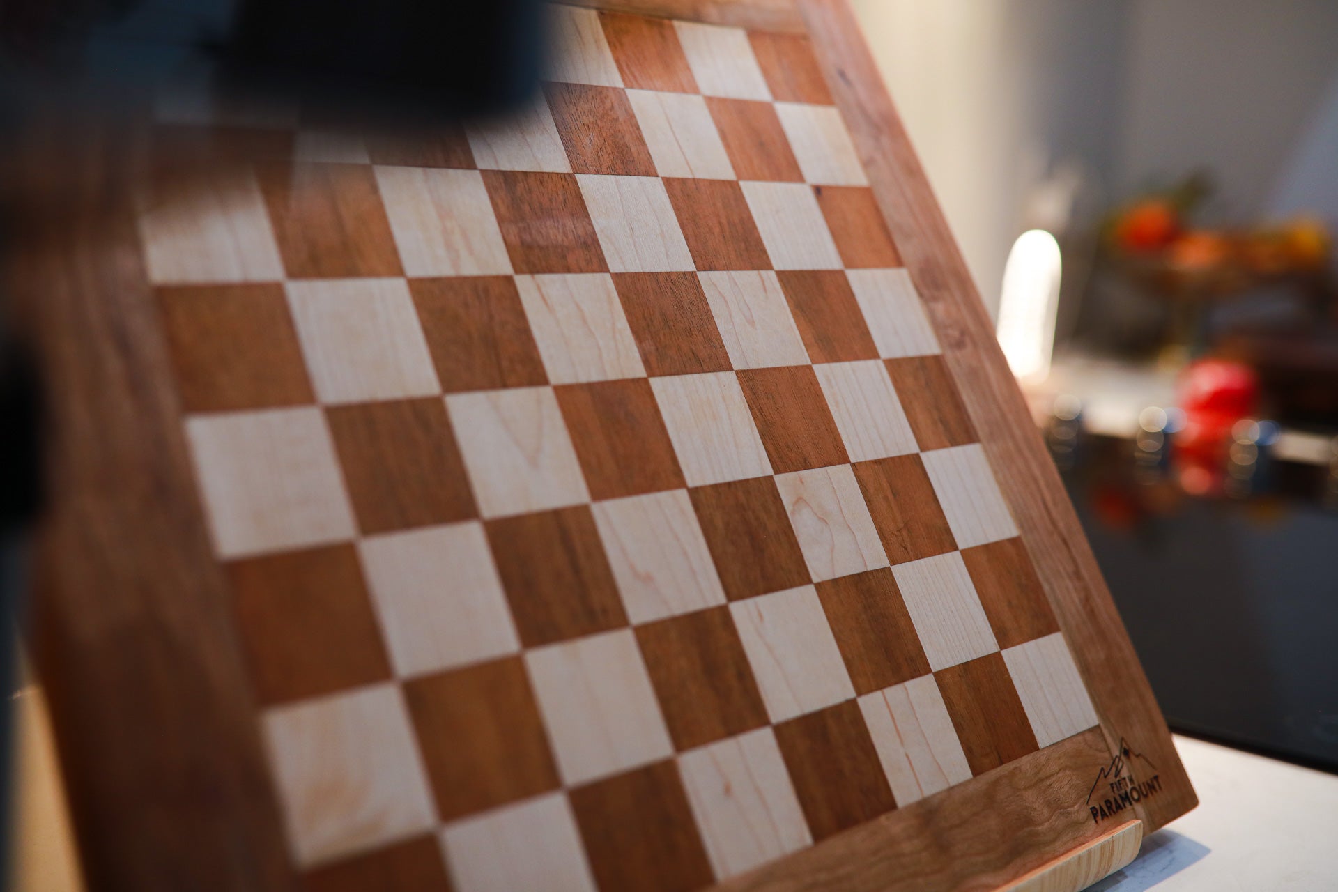 Mahogany & Maple Chess Board with Cherry Frame