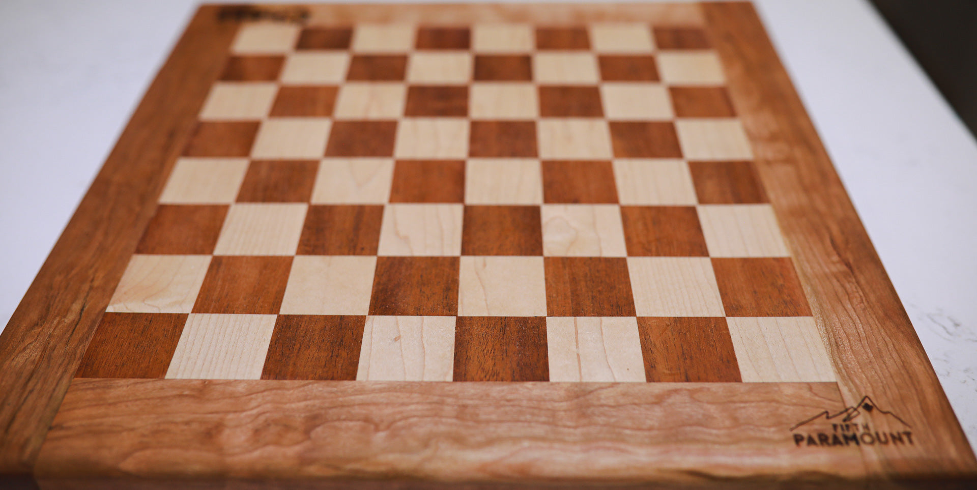 Mahogany & Maple Chess Board with Cherry Frame