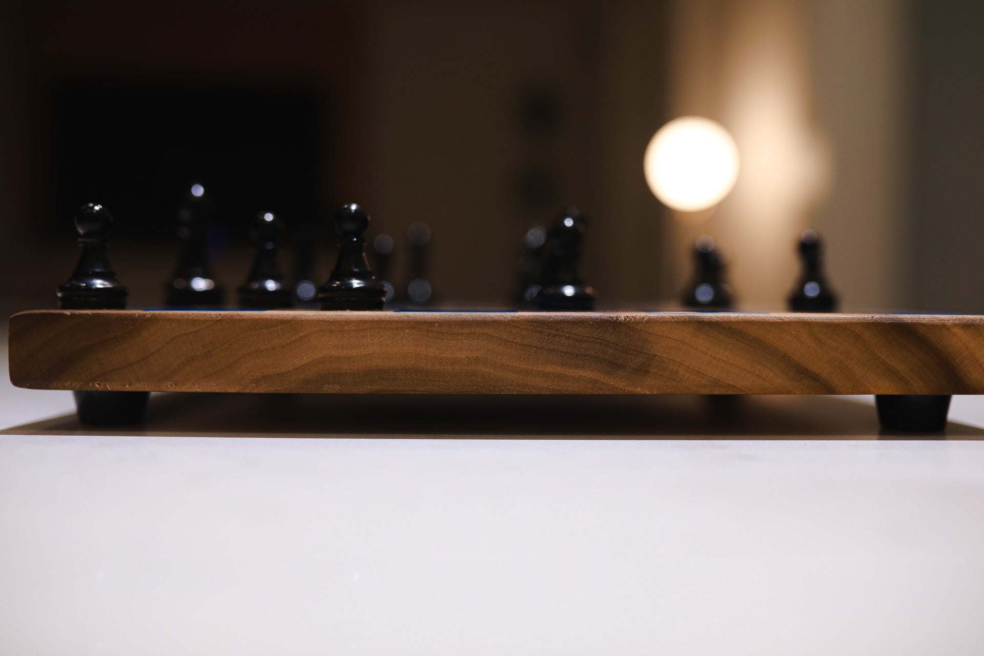 Blue Epoxy & Hardwood Chess Board