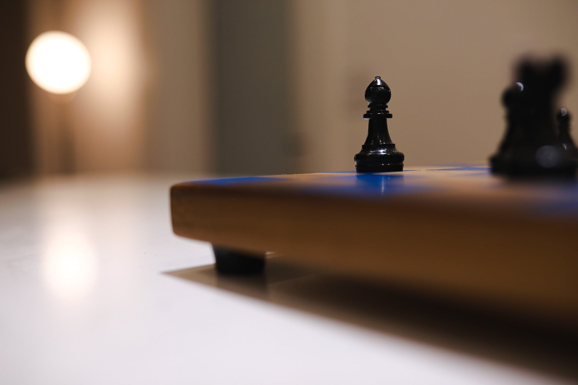 Blue Epoxy & Hardwood Chess Board